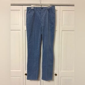 Talbots High Waist Straight Leg 12 Long Corduroy Pants Light Blue Cotton Stretch